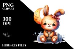 Colorful Old Plush Bunny Watercolor Product Image 1