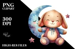 Colorful Old Plush Bunny Watercolor Product Image 3
