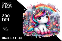 Colorful Baby Unicorn in Urban Scene Product Image 3