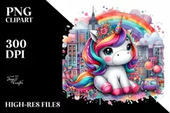 Colorful Baby Unicorn in Urban Scene Product Image 3
