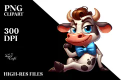Cartoony Cow with Silly Smirk PNG Product Image 2