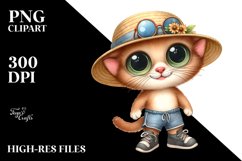 Expressive Cat in Sun Hat Clipart Product Image 3