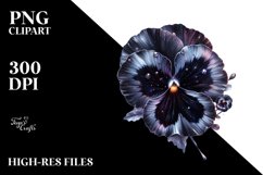 Glossy Shiny Pansy Watercolor Splash | Sublimation | Clipart Product Image 3
