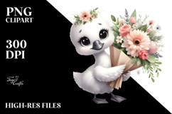 Cute Swan Flower Bouquet Summer Clipart Product Image 2