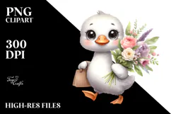 Cute Swan Flower Bouquet Summer Clipart Product Image 2