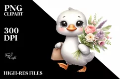 Cute Swan Flower Bouquet Summer Clipart Product Image 3