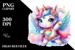 Colorful Baby Unicorn Hero PNG Product Image 3