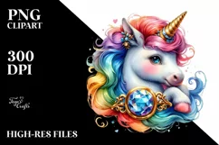 Colorful Baby Unicorn with Ring PNG Product Image 1