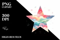 Colorful Watercolor Pastel Simple Star | Clipart Product Image 3