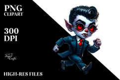 Vampire Running with Retro Haircut PNG Product Image 2