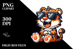 Silly Cartoon Tiger with Oversized Sunglasses PNG Product Image 2