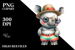 Cute Baby Rhino PNG Product Image 2
