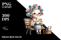 Elderly Lady Tea Time Watercolor Product Image 2