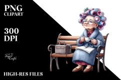 Park Bench Elderly Lady Painting Product Image 2