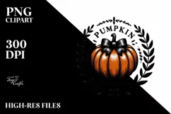 Pumpkin with Textured Bow, Pumpkin Season PNG Product Image 1
