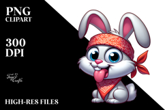 Playful Cartoon Rabbit with Tongue-Out Face PNG Product Image 2