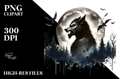 Washed Watercolor Style Werewolf PNG Product Image 2