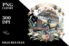 Vintage Bus Ribbons | Sublimation Clipart Product Image 3