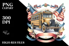 Vintage Bus Ribbons | Sublimation Clipart Product Image 3