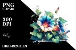 Wooden Morning Glory Stained | Sublimation Clipart Product Image 1
