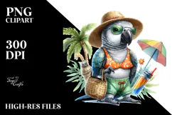 Digital Watercolor Baby Parrot PNG Product Image 2