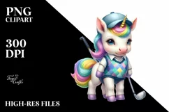 Baby Unicorn Golfer, Playful PNG Product Image 3