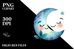 Smiling Whimsical Half Moon, Transparent PNG Product Image 2