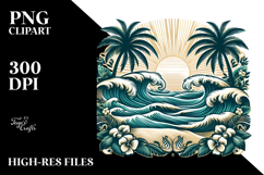 Tropical Beach Waves PNG Product Image 2