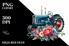 Watercolor Floral Tractor Sticker Product Image 1