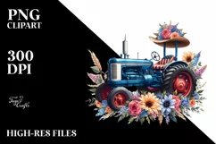 Watercolor Floral Tractor Sticker Product Image 1