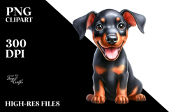 Cute Baby Cartoon Doberman Pinscher PNG Product Image 2