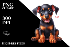 Cute Baby Cartoon Doberman Pinscher PNG Product Image 2