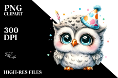 Cute Baby Owl with Party Hat PNG Product Image 2