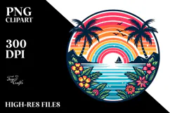 Retro Tropical Rainbow Sunset, 20 oz Tumbler Product Image 2