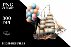 Vintage Rusted Sailboat | Sublimation Clipart Product Image 1