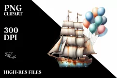 Vintage Rusted Sailboat | Sublimation Clipart Product Image 1