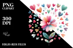 Simple Boho Flower with Heart Petals PNG Product Image 2