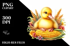 Funny Baby Duck Sitting in Front of Corncob | Sublimation | Product Image 3