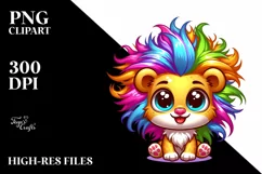 Cute Colorful Cartoon Lion | Sublimation | Clipart Product Image 3
