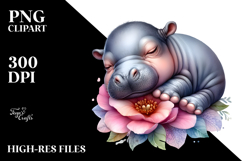 Sleeping Baby Hippo, High-Res PNG Product Image 2