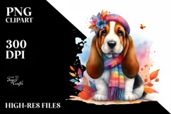 Cute Colorful Basset Hound | Sublimation | Clipart Product Image 3