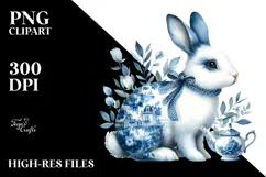 Rabbit Made of Blue Toile, Transparent PNG Product Image 2