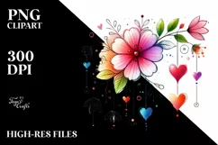 Flower Sketches, Watercolor PNG Product Image 2