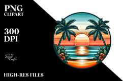 Retro Tropical Beach Sunset PNG Product Image 2