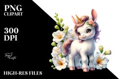 Cute Baby Unicorn with Freesia | Sublimation | Clipart Product Image 3
