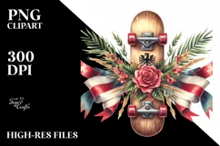 Vintage Skateboard Ribbons Clipart Product Image 1