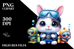 Vibrant Rabbit in Scuba Diving Suit, High-Res PNG Product Image 2