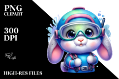 Vibrant Rabbit in Scuba Diving Suit, High-Res PNG Product Image 2