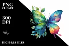 Abstract Vibrant Watercolor Butterfly PNG Product Image 1