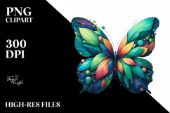 Abstract Vibrant Watercolor Butterfly PNG Product Image 1